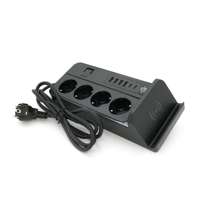 Мережевий фільтр із захистом від перенапруги G12, 4 розетки + 4 USB 3.2A + 2 Type-C + бездротова зарядка, 2 м, Black, Box