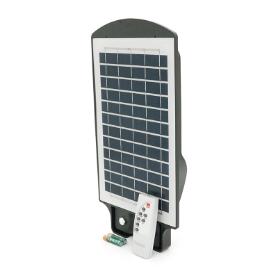 Вуличний ліхтар Vargo з сонячною батареєю на стовп 1VPP, 1 режим, корпус-міцний пластик, 40W, 6500K, 5400Lm, ip66, вбудований акумулятор, Black, Box