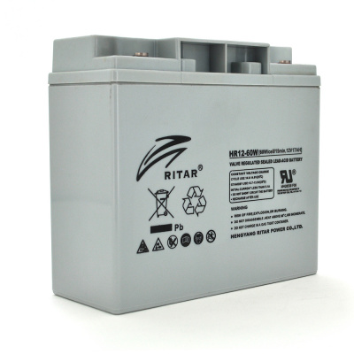 Акумуляторна батарея AGM RITAR HR12-60W, Gray Case, 12V 17.0Ah ( 181 х 77 х 167 (167 ) 4.80 kg Q4