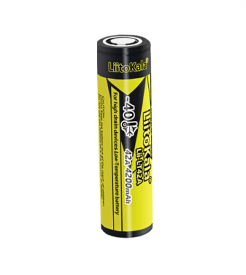 Акумулятор 21700 Li-Ion LiitoKala LT42A, 4200mAh, 45A, 3.7V (2.5-4.2V), 21*70mm, LowTemp-40-60℃, Black/Yelow