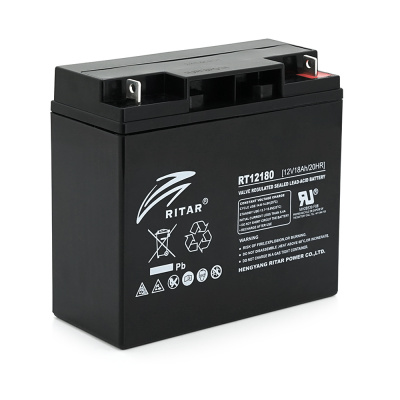 Акумуляторна батарея AGM RITAR RT12180BL5, Black Case, 12V 18.0Ah (181х77х167) Q2