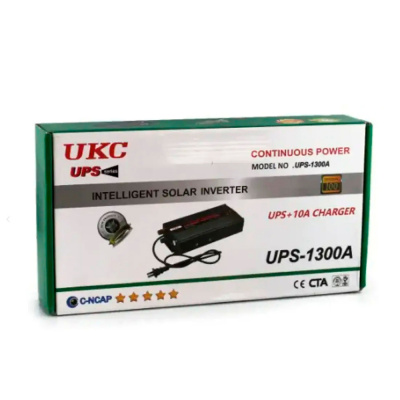 Інвертор напруги UKC 1300ВА(650Вт)+CHARGE 10A, 12/220V approximated, 1 універсальна розетка, Box
