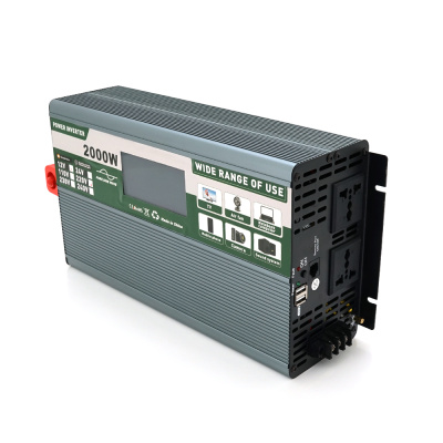 Інвертор напруги Demuda DMDPSW-2000W, 12V/220V, 2000W з правильною синусоїдою, 2 універсальні розетки, 2 USB, Rj 45, клемні дроти, Q4