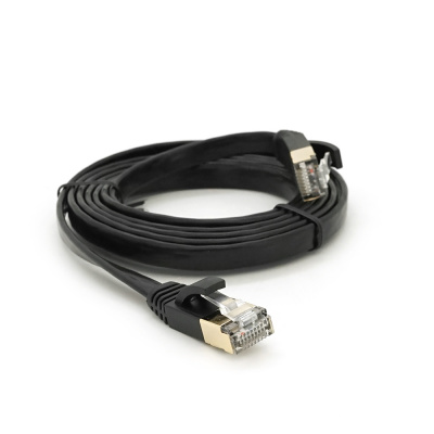 Патч-корд литий плоский WEEPDA, UTP, RJ45, Cat.7, 1.5m, Cu, чорний