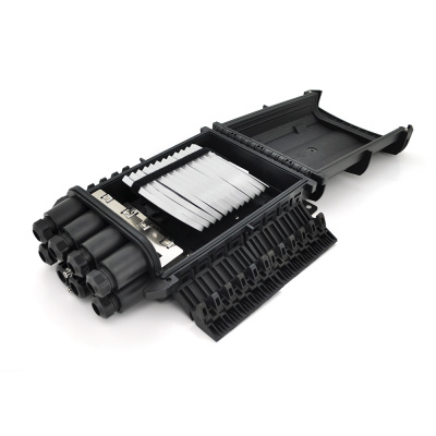 Муфта оптична Merlion ML-OP-F108H-12C, герметична, 3 введення, до 2-х касет, до 12 зварок, матеріал PP