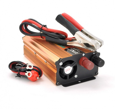 Інвертор напруги UKC, 300ВА(180Вт), 24/220V, approximated, 1 універсальна розетка, клем + крокодили