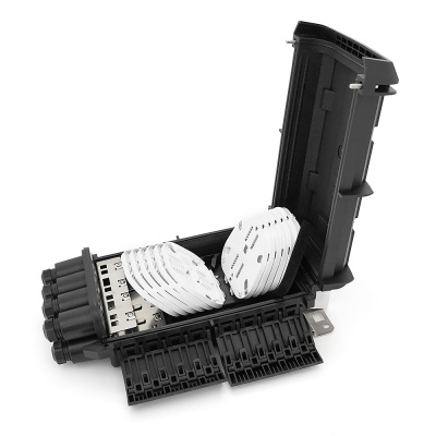 Муфта оптична Merlion ML-OP-F202, герметична, 4 введення, до 12 касет, до 288 зварок, матеріал ABS