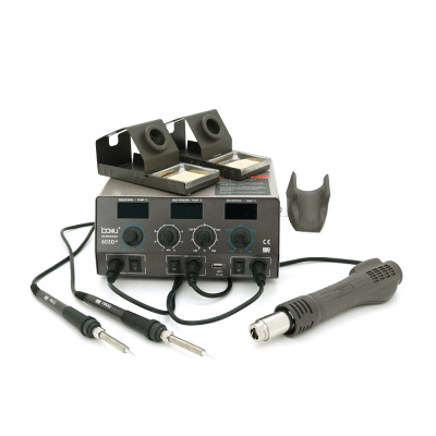 Паяльна станція BAKKU BA-603D+ цифрова індикація, фен, два паяльники (370*280*160) 4.35 кг