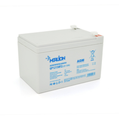 Акумуляторна батарея MERLION AGM GP12150F2 12 V 15 Ah ( 150 x 98 x  95 (100) ), 3.51 kg, Grey, Q6/192