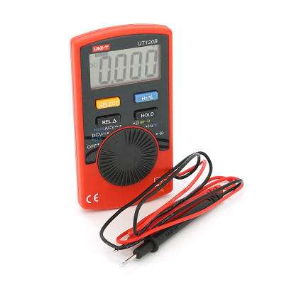 Мультиметр UNI-T UT120B: вимірювання V A Ω C Hz °C. Функції True RMS продзвінку тест діодів перевірка транзисторів. Габарити 110×58×11 мм