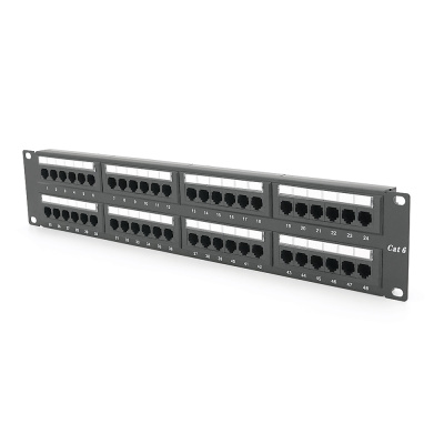 Патч-панель 48 порту UTP DUAL кат 6Е 19" 2U не екранована чорна Q20