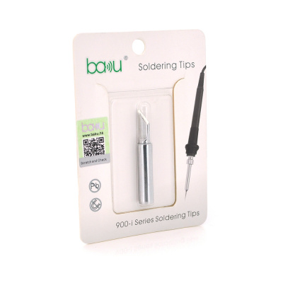 Жало для паяльника BAKKU BK-900M-T-K,silver, 4*6.3mm, мідь, гальванічне покриття, висока теплопровідність, швидке нагрівання, перо широке кутове