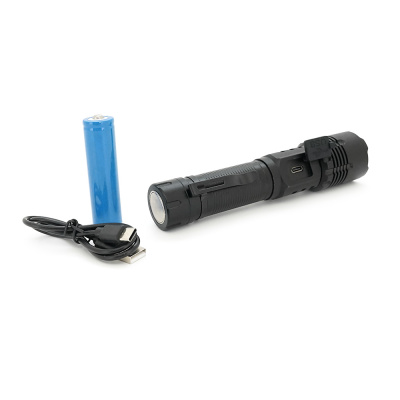 Ліхтарик BP-C18 P50, Zoom, 1+2 режими, корпус метал, магніт, акум 18650, індикація заряду, USB кабель, BOX