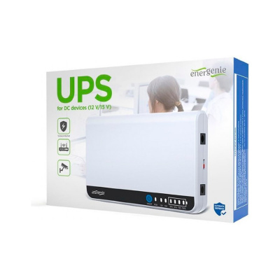ДБЖ для роутера EnerGenie EG-UPS-DC18, 15W, Output: DC12V, POE-12/15V, 1/1,5A, Li-ion 6600mAh, 160х105х32мм, 270 грам, White, BOX