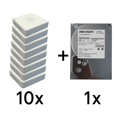 DS-7104NI-Q1(D) 10 шт + DS20HKVS-VX1 Комплект Hikvision