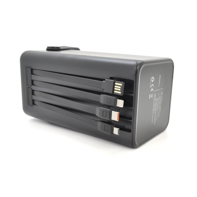 Powerbank ACL PW-152 80000mAh, 22.5W, 2xUSB, 4 кабелі (USB/Micro/Type-C/Lighting), Ліхтар, 1.4кг, Black, Box
