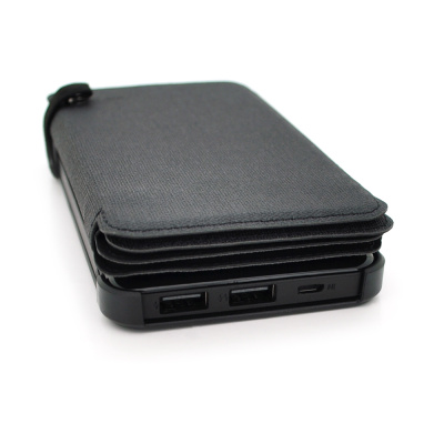 Power bank 12000 mAh Solar, (5V / 200mA), 2xUSB, 5V / 1A / 2.1A, USB <-> microUSB, ударо захищений прогумований корпус, Black, Corton BOX
