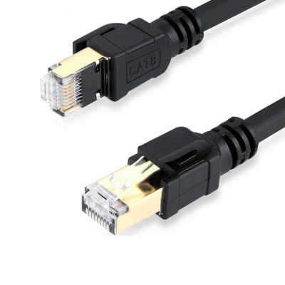 Патч-корд литий VEGGIEG, CCA, SFTP, RJ45, Cat.8, 0,5m, чорний