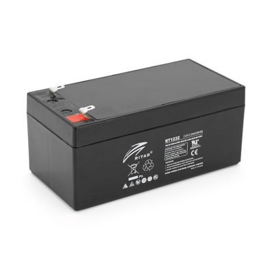 Акумуляторна батарея AGM RITAR RT1232, Gray/Black Case, 12V 3.2Ah (133 х 67х 59 (63) ) Q10