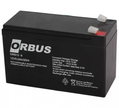 Акумуляторна батарея ORBUS ORB1290 AGM 12V 9Ah (151x65x94) 2.40 kg Q10/450