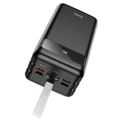 Power Bank HOCO J86B 60000mAh, 4USB+2Type-C+Lighting+micro, 22.5W+PD20W, ліхтарик, Black, 1.33kg