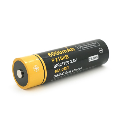 Акумулятор 21700 Li-Ion Vapcell P2160B, 6000mAh, 10A, 3.6V (2.5-4.2V), USB type-c, 2 шт. в упаковці, ціна за 1 шт