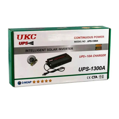 Інвертор напруги UKC 800ВА(400Вт)+CHARGE 8A, 12/220V approximated, 1 універсальна розетка, Box