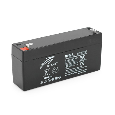 Акумуляторна батарея AGM RITAR RT632, Gray/Black Case, 6V 3.2Ah ( 134х35х60 (66) ) Q10