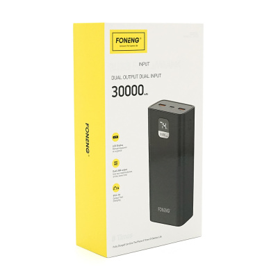 Power Bank FONENG P55 30000mAh, 2*USB+Tepe-C, Black, 0.580kg, Box