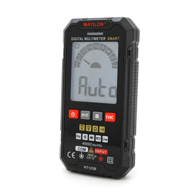 Мультиметр Mayilon HT-125B. Вимірювання: V, A, Ω, C, F, %, NCV. Функції: True RMS, продзвонювання, тест діодів (включаючи світлодіоди), детектор фази (LIVE).