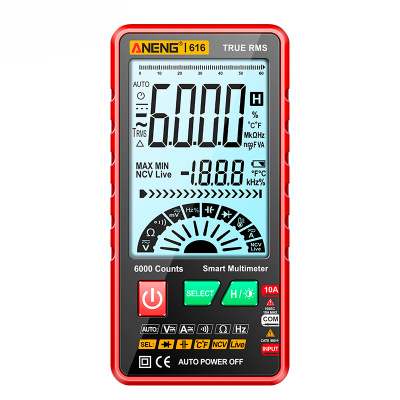 Мультиметр ANENG AN-616, вимірювання: V, A, R, C, T, F, функція hFE