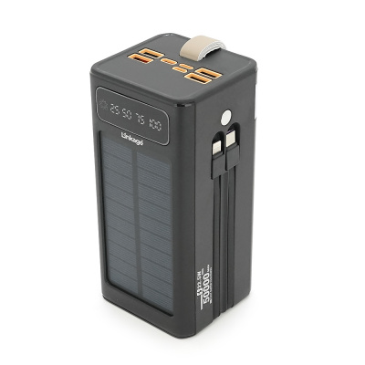 Power bank Linkage LKP-47 50000mAh, Solar, 22.5W, Кабелю Туре-С+Lighting, 1,060 kg, Black, Blister