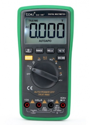 Мультиметр BAKKU BA-18B+ Вимірювання: V AC/DC, AC/DC, Ω, C, F, hFE Функції: продзвонювання, HOLD, підсвічування