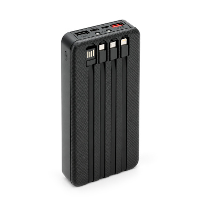 Power bank Voltronic ET6 під 6х18650, Digital display, Output: 22.5W, 4 кабелі (USB, Micro-USB, Type-C, Lightning), PVC, ліхтар, Black, BOX