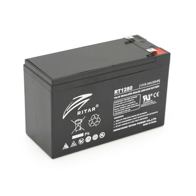 Акумуляторна батарея AGM RITAR RT1280, Black Case, 12V 8.0Ah  ( 151 х 65 х 94 (100) ) Q10