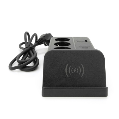 Мережевий фільтр із захистом від перенапруги G12, 4 розетки + 4 USB 3.2A + 2 Type-C + бездротова зарядка, 2 м, Black, Box