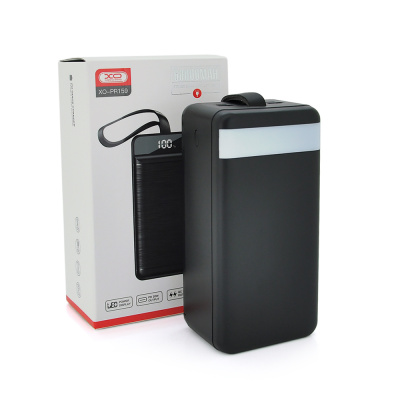 PowerBank XO-PR159 60000mAh, flashlight, Input: 5V/2.5A, 9V/2A,12V/1.5A (Micro, Type-C, Lightning), Output: 5V/2A, 5V/3A, 9V/2A (2USB,Type-C), Q16,plastic,Black