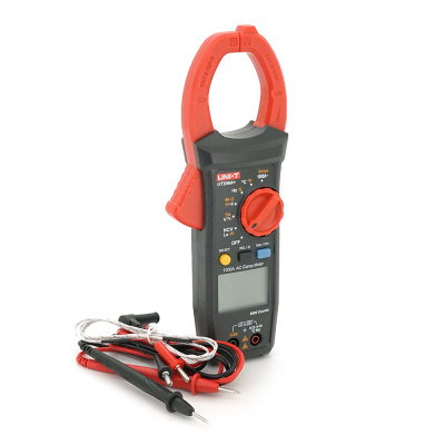 Цифрові струмовимірювальні кліщі UNI-T UT206A Вимірювання: V (AC/DC), A (AC), Ω, °C/°F, Hz (NCV). Функції: Data Hold, REL, продзвонювання, підсвічування.