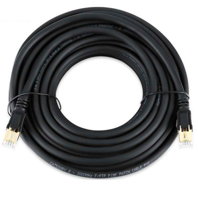 Патч-корд литий VEGGIEG, CCA, SSTP, RJ45, Cat.8, 15m, чорний