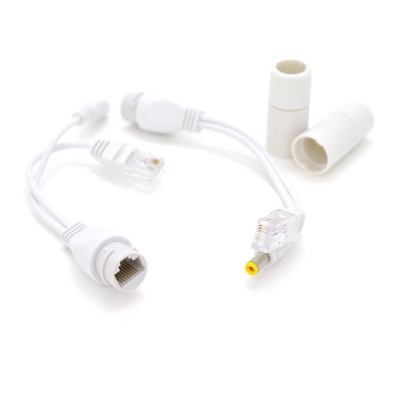 Водонепроникний POE сплиттер пасивний (пара) 802.3at (30Вт) з портами Ethernet 10 / 100Mbps, 12V, white, OEM Q50