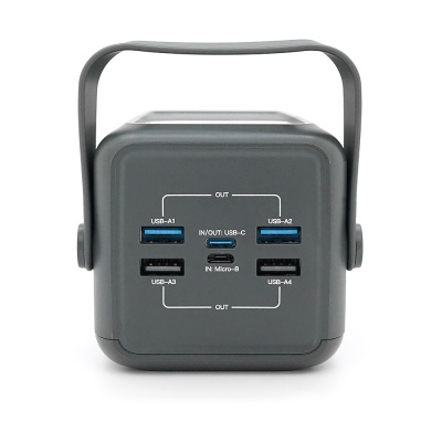 Powerbank ACL PW-131 50000mAh, 22.5W, 4xUSB, 4 кабелі (USB/Micro/Type-C/Lighting), Ліхтар, 1.08кг, Black, Box
