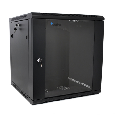 Шафа Merlion 18U, 600*450*897mm (Ш*Г*В)мм загартоване скло, чорна, сталь 1,2мм із замком (у розібраному вигляді!!!)