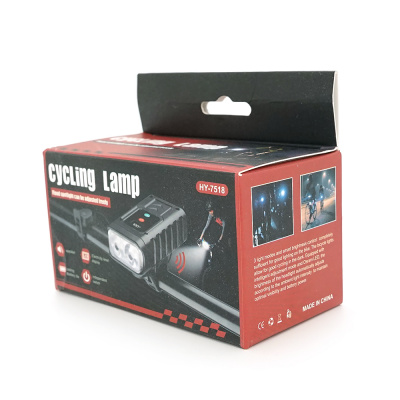 Ліхтарик велосипедний HY-7518, 4 режими + сигнал, вбудований аккум, індикація заряду, USB кабель, BOX