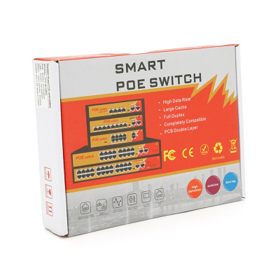 Комутатор POE з 4 портами POE 100Мбіт + 2 порт Ethernet (UP-Link) 100Мбіт, 52V/1.44A, 100/250метрів, корпус - метал, Black, БП вбудований, Q20