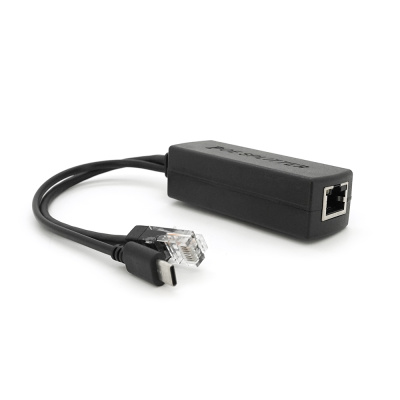 POE спліттер AOT-0524 48V-5V, RJ45, Type-C (10/100Мбіт, Вхід-48V/Вихід 5V 2.4А)
