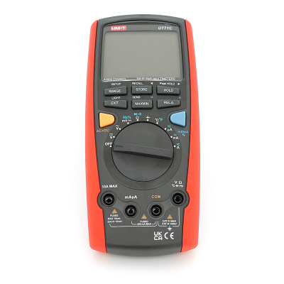 Мультиметр UNI-T UT71C: V (400мВ-1000В). A (400мкА-10А). Ω. F. Hz. °C. True RMS. Продзвонювання. Автодіапазон. Data Hold. 345 г