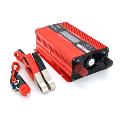 Інвертор напруги UKC+LCD, 500ВА(300Вт), 12/220V, approximated, 1 універсальна розетка, клем + крокодили