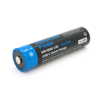 Акумулятор 18650 Li-Ion Vapcell P1840A, 4000mAh, 10A, 3.6V (2.5-4.2V), USB type-c, 2 шт. в упаковці, ціна за 1 шт