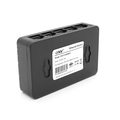 5-ти портовий Gigabit Ethernet комутатор ONV-H3005ES в чорному корпусі, 5*1000Мб портів, 12В 1Ач, 87.7×55×23.9 мм