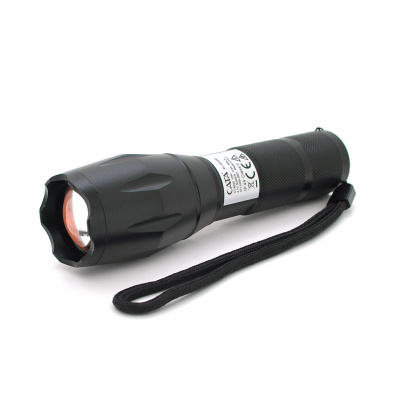 Ліхтар ручний CATA CT-8025, 1LED Cree XM-L T6, 10W, 5 режимів, ZOOM, 18650/3400 вбудований, Black, IP44, 132х33х27мм, BOX